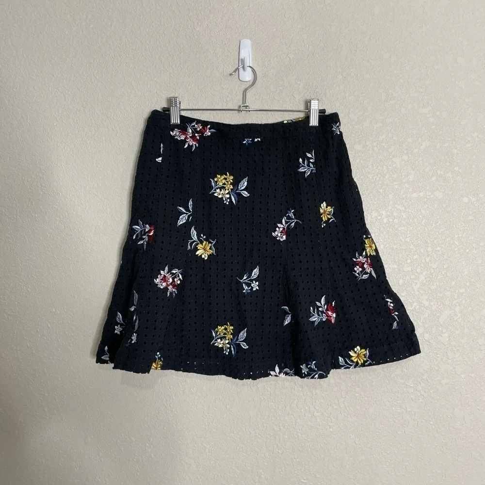 Ann Taylor Floral Black Flounce Skirt 4